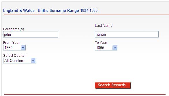  England & Wales search window 1837-1865