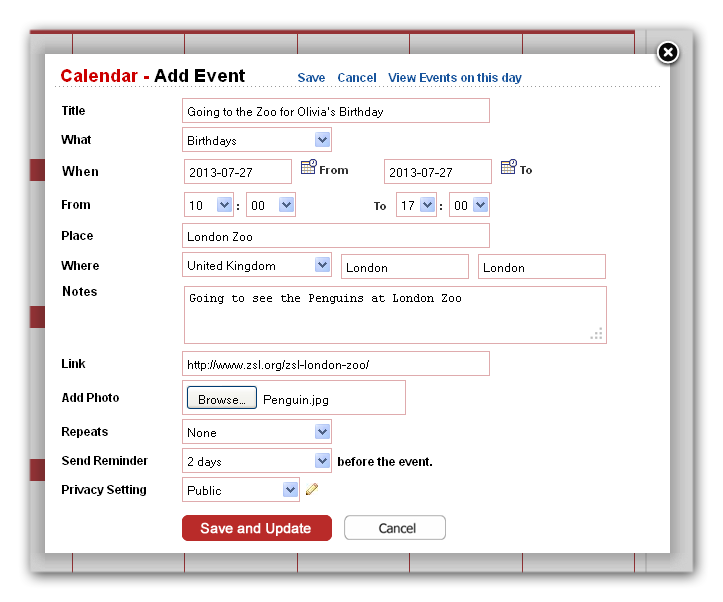 Enter addition information regarding the event