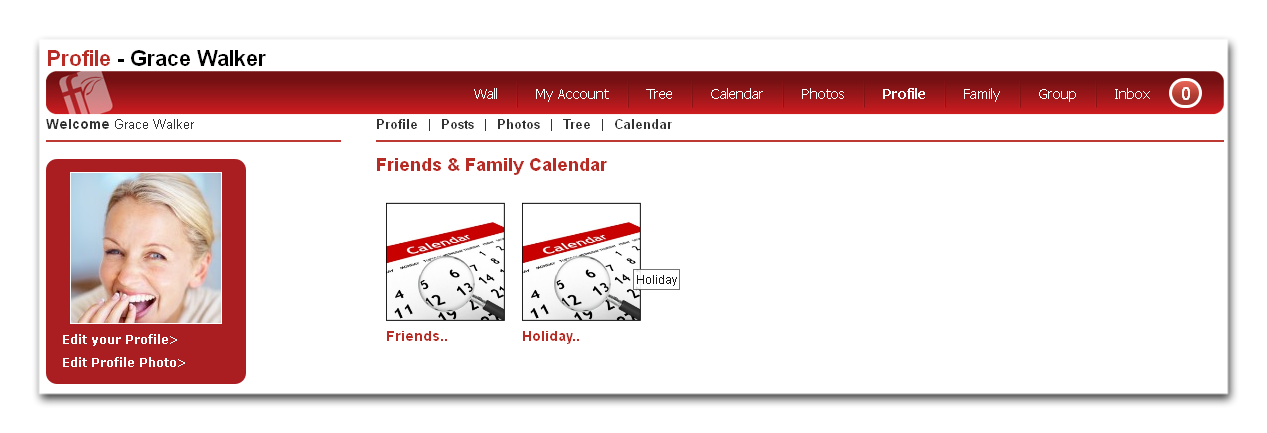 Shared Calendar appear in your profile only to those with permission